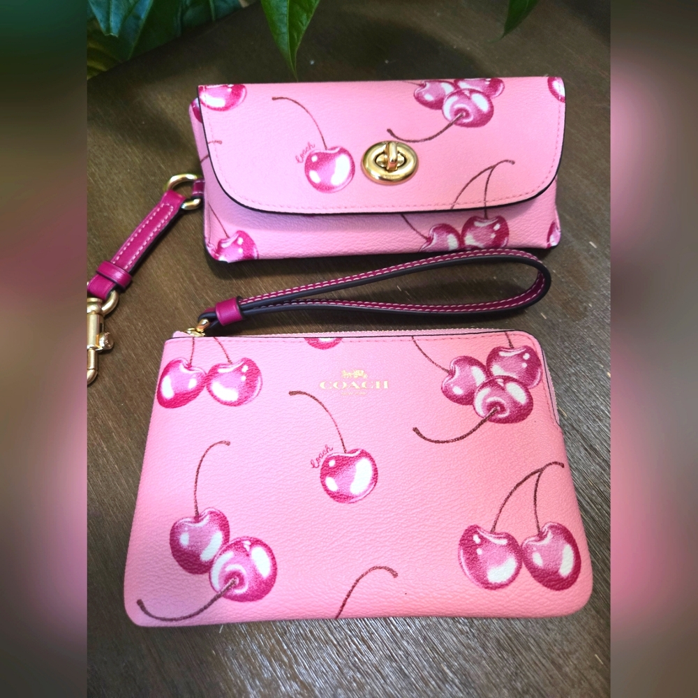 Coach Sunglass Case & Wristlet With Cherry Print